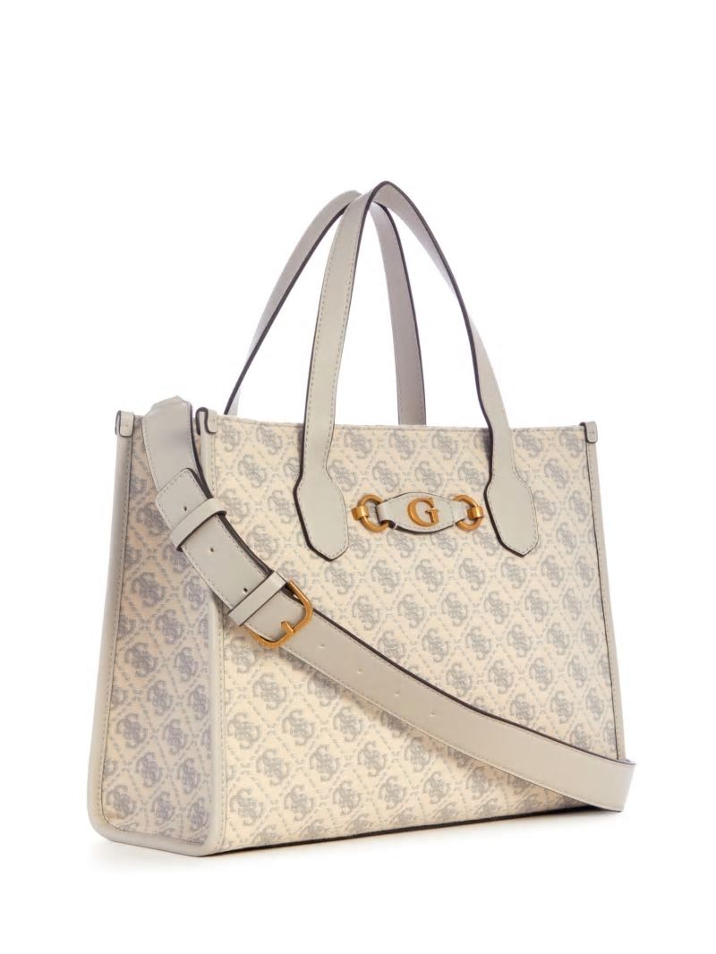 Guess Izzy Jacquard Logo Tote - Dove Logo