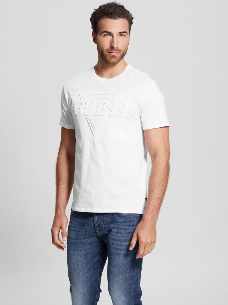 Guess Eco Embossed Logo Tee - Pure White