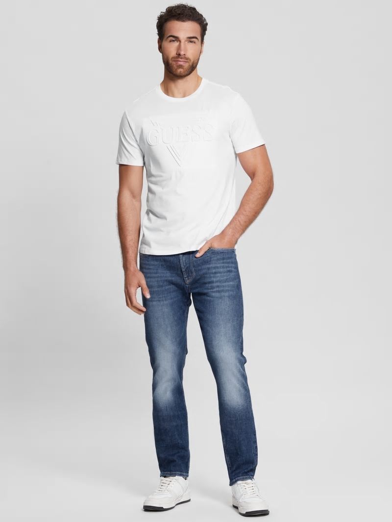 Guess Eco Embossed Logo Tee - Pure White