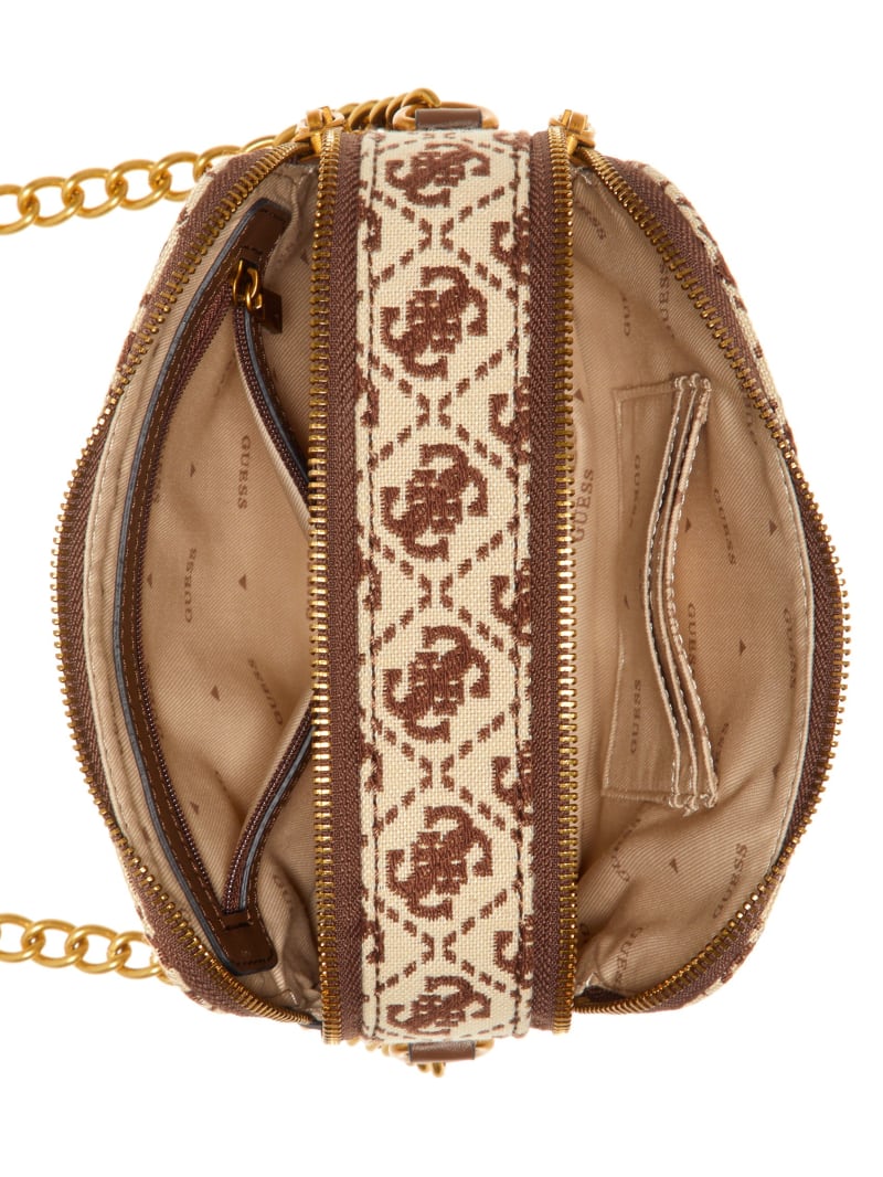 Guess Izzy Jacquard Logo Camera Bag - Brown Multi