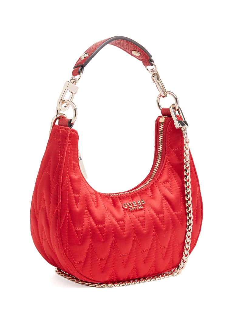 Guess Golden Rock Mini Crescent Hobo Bag - Red