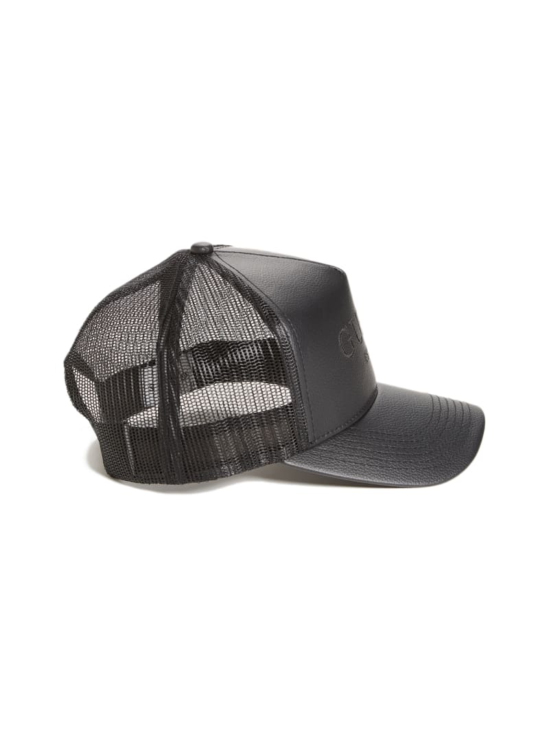 Guess Faux-Leather Trucker Hat - Black
