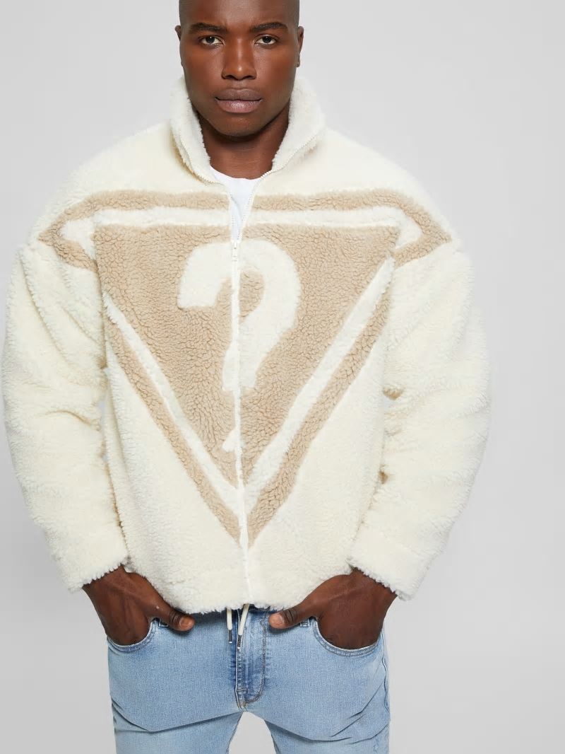 Guess GUESS Triangle Sherpa Jacket - Vanilla Cream