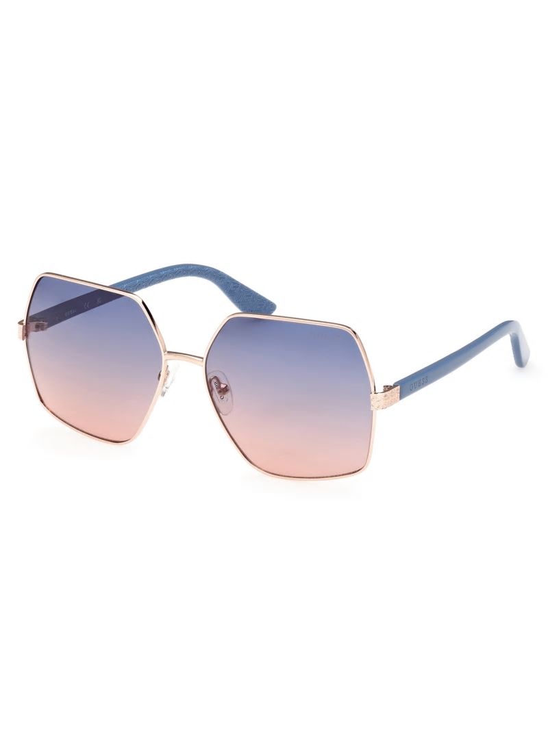 Guess Aurora Oversized Trim Sunglasses - Shiny Rose Gold/Gradient