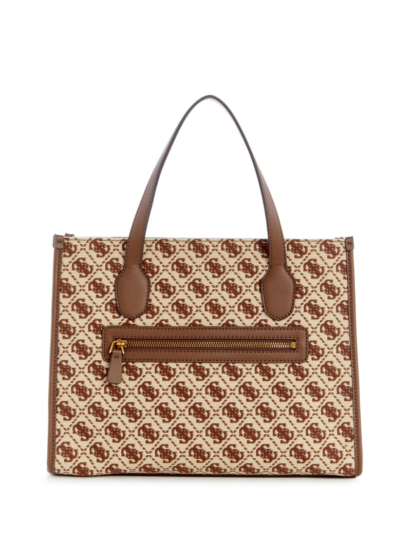 Guess Izzy Jacquard Logo Tote - Brown Multi