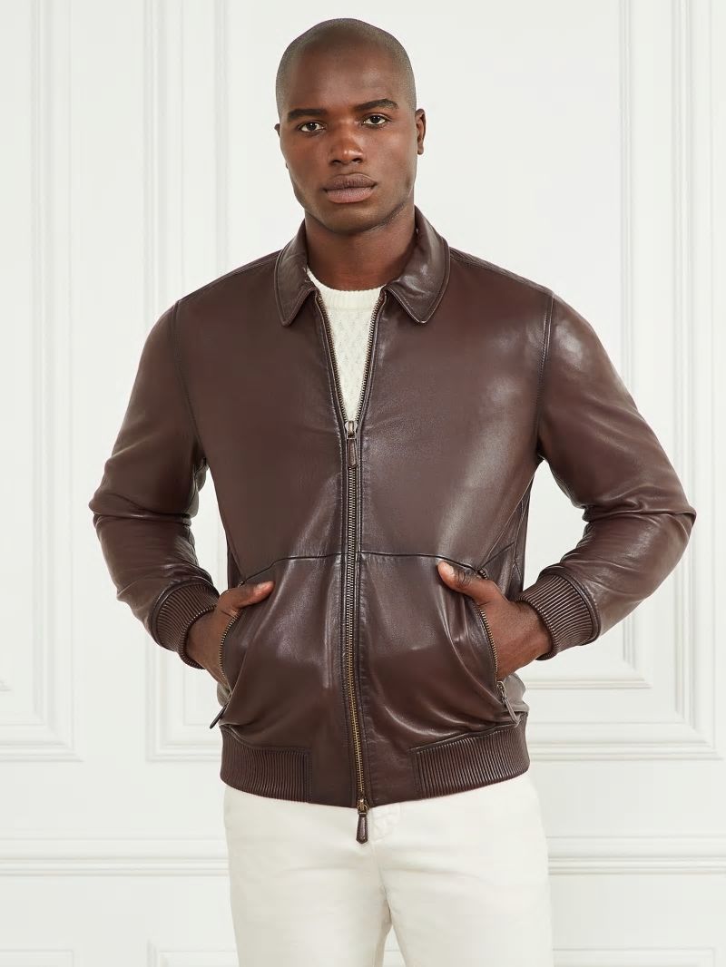 Guess Dark Edges Leather Jacket - Brown Vintage Effcet