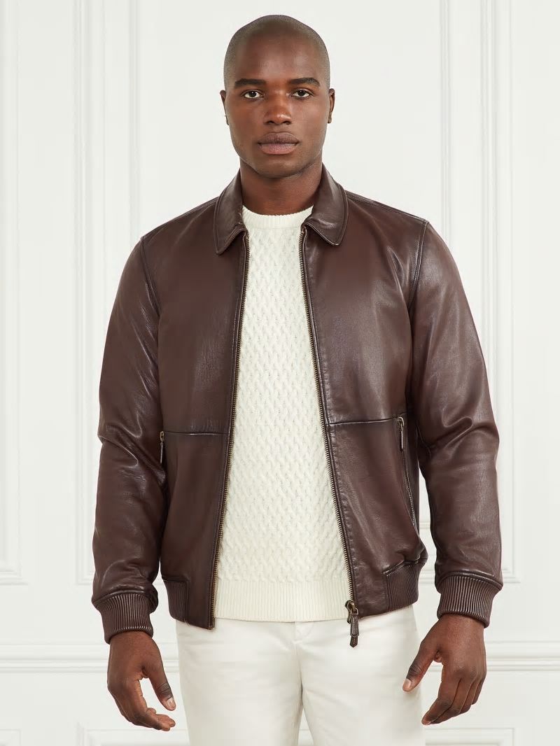 Guess Dark Edges Leather Jacket - Brown Vintage Effcet