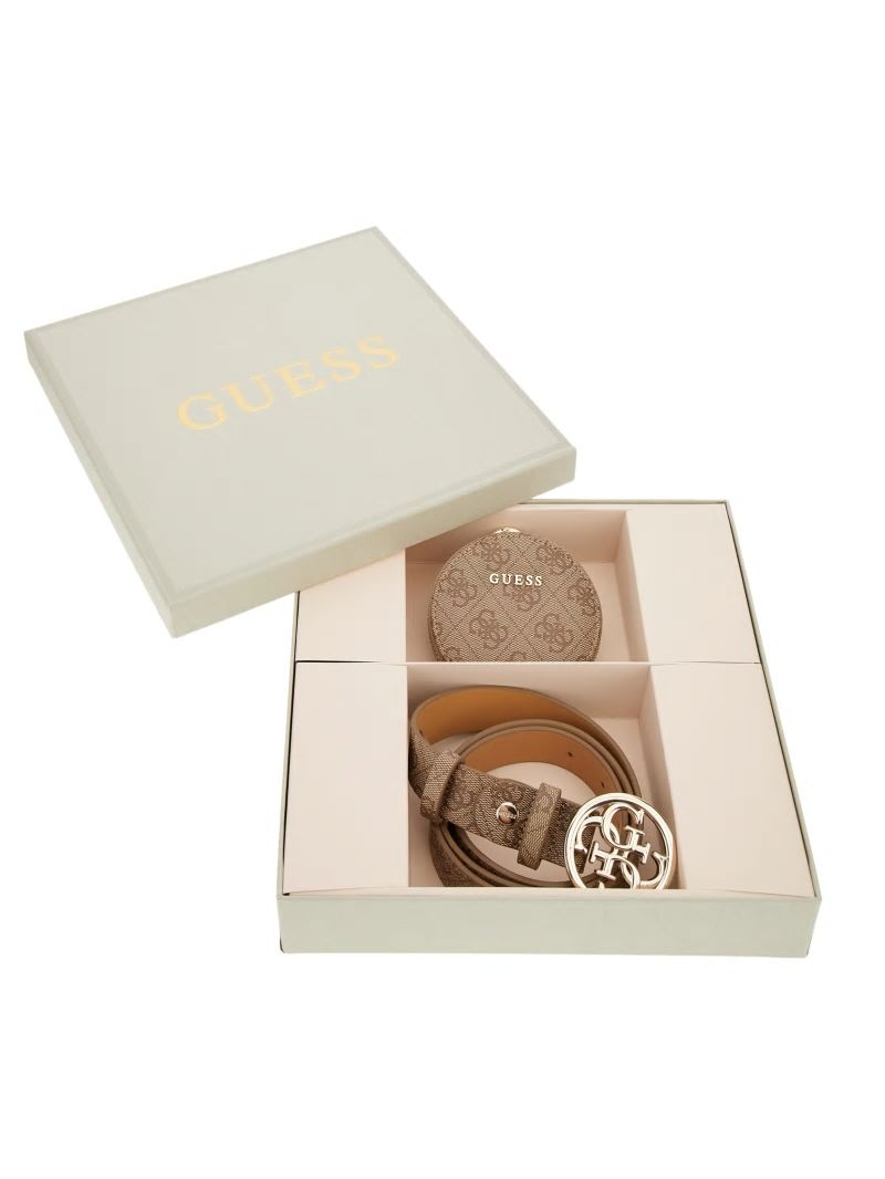 Guess Belt and Keyring Gift Set - Latte Logo