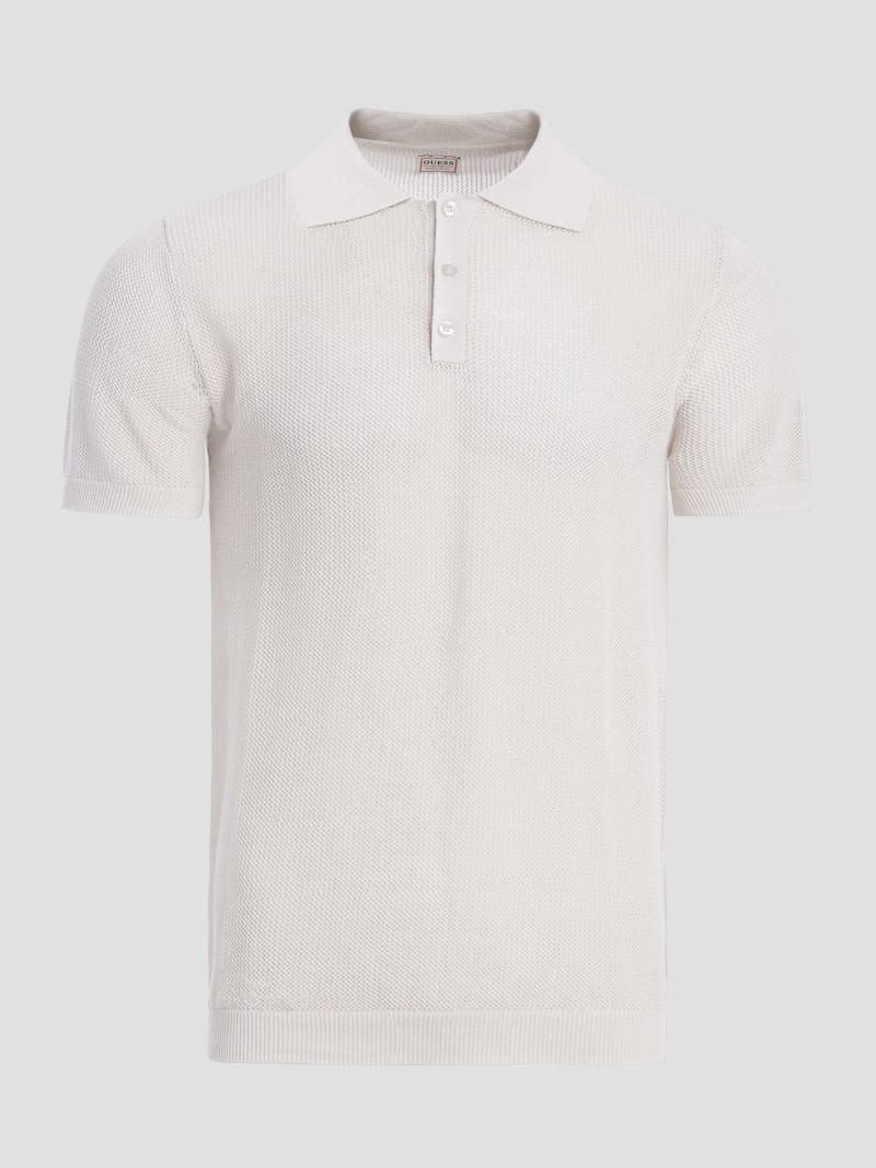 Guess Eco Lenny Open-Stitch Polo - Muted Stone