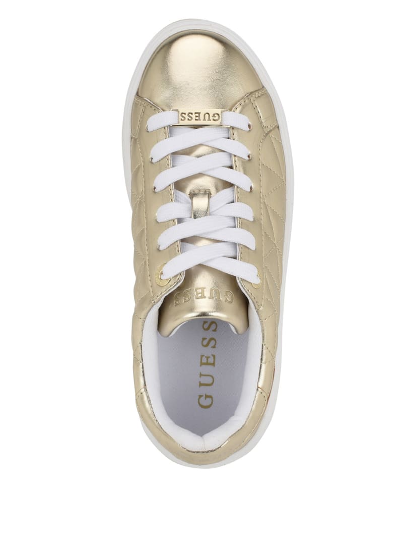 Guess Desena Quilted Metallic Low-Top Sneakers - Gold