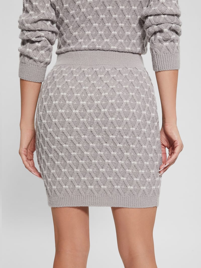 Guess Eco Maya Cross-Stitch Sweater Skirt - Silk Gray Multi