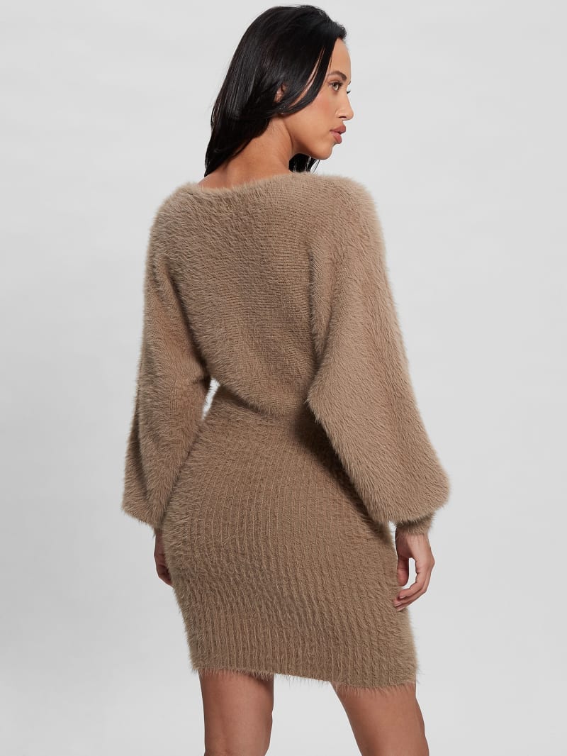 Guess Adeline Fuzzy Sweater Dress - Silk Taupe Multi