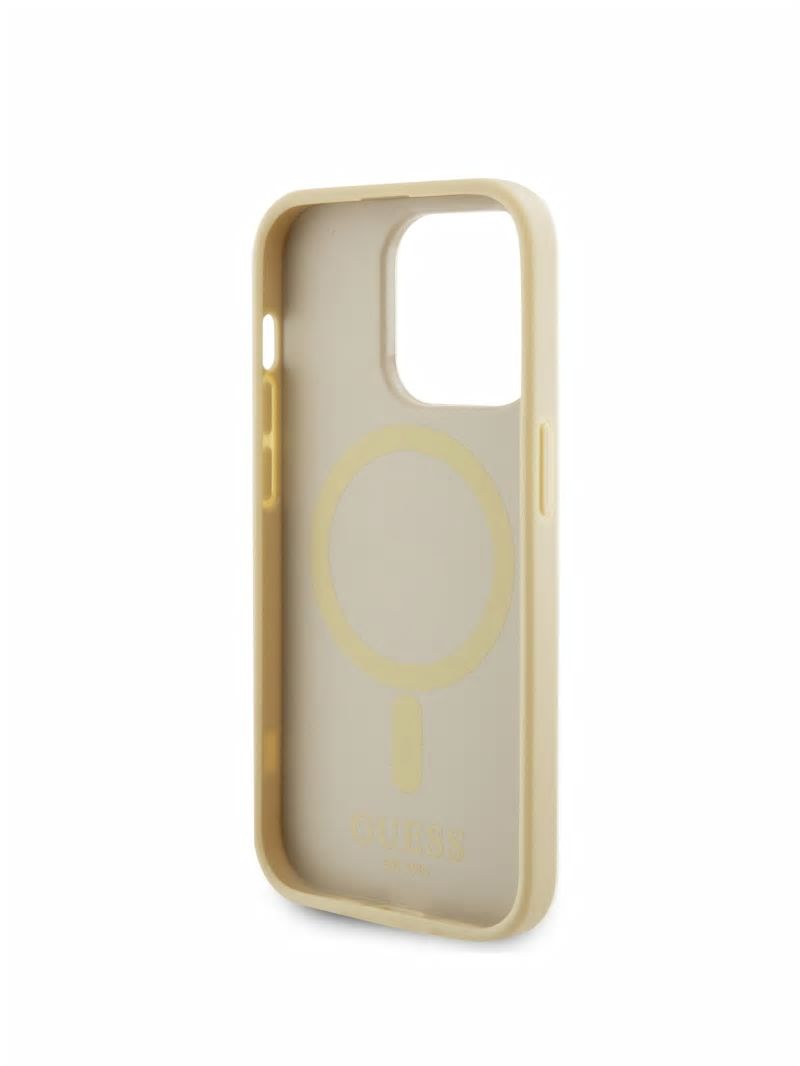 Guess Saffiano MagSafe iPhone 14 Pro Case - Beige Overflow