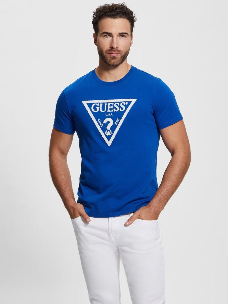 Guess Eco Embroidered Logo Tee - Blue Maya