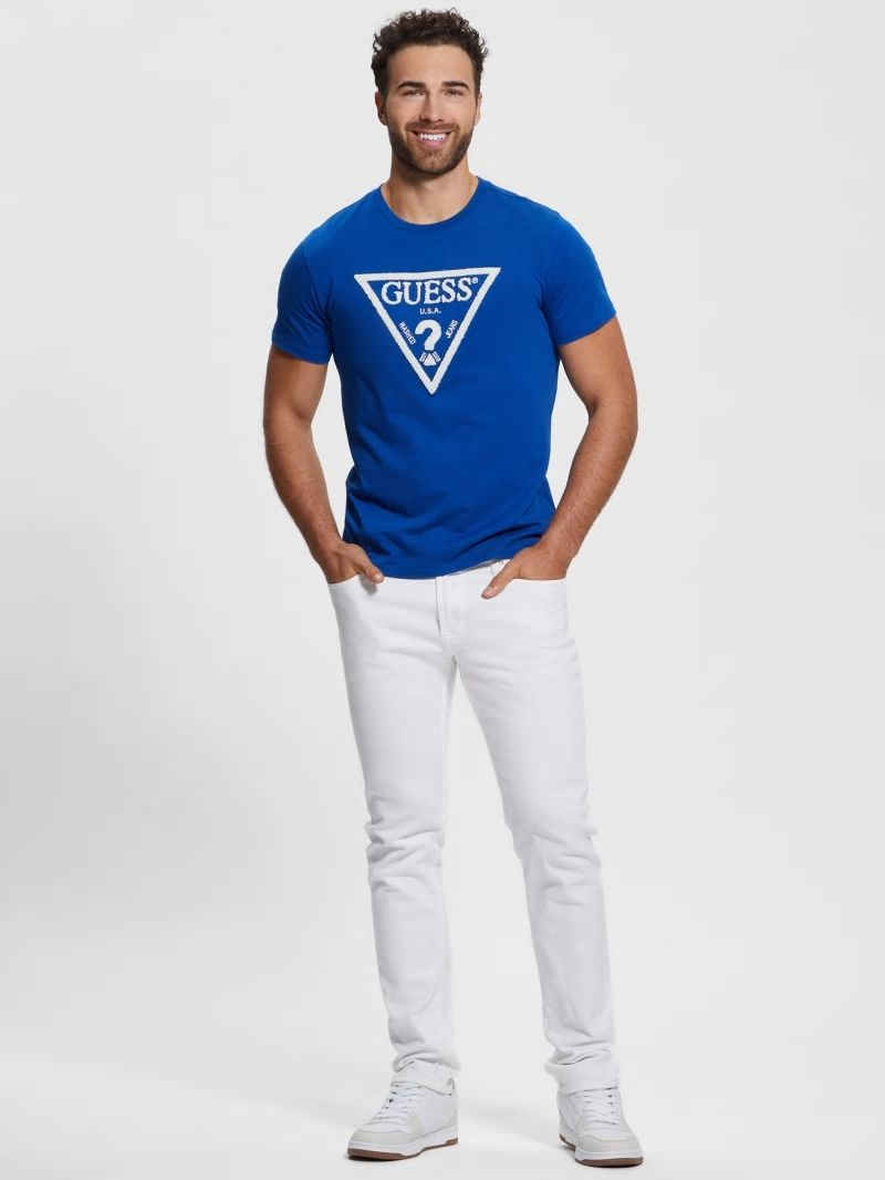 Guess Eco Embroidered Logo Tee - Blue Maya