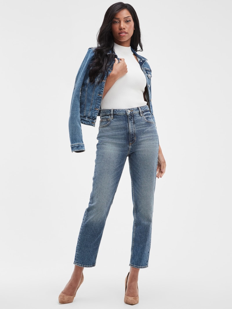 Guess Eco Distressed High-Rise Mom Jeans - Negroni