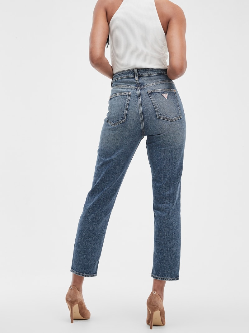 Guess Eco Distressed High-Rise Mom Jeans - Negroni