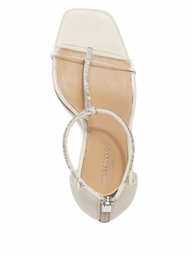 Guess Olivia T-Strap Rhinestone Stiletto Sandal - Paper