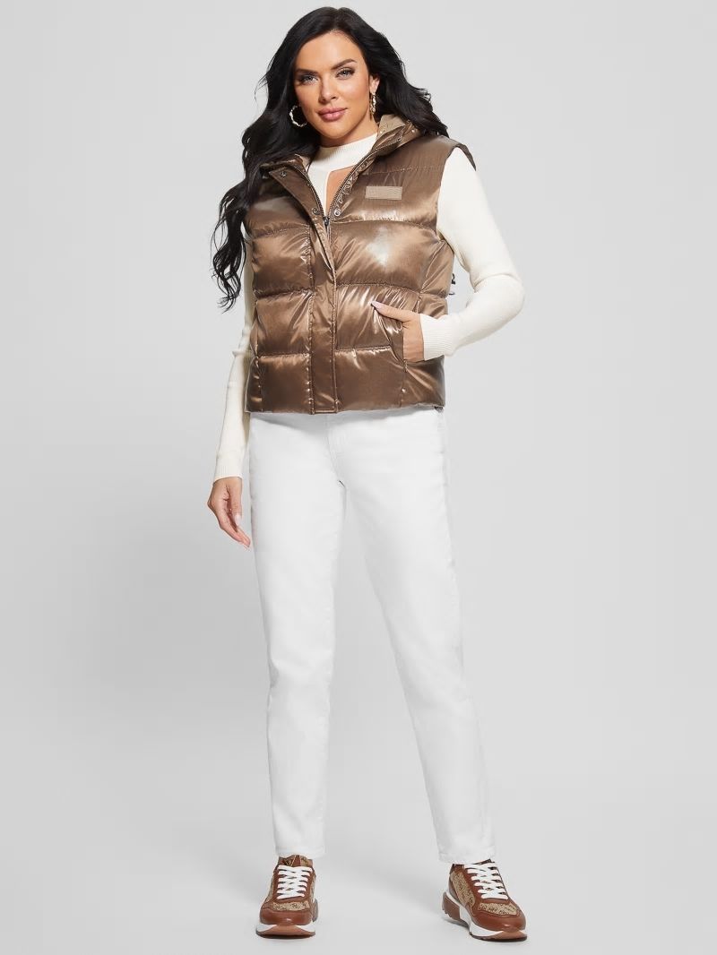Guess Eco Noemi Quilted Vest - Toasted Taupe Multi
