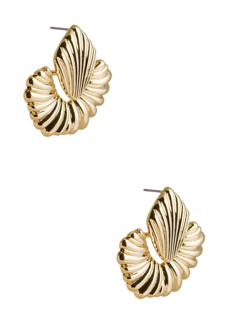 Guess 14K Gold-Plated Textured Doorknocker Earring - Silver/Gold