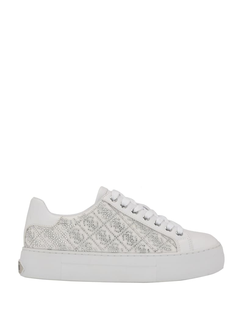 Guess Gelsen Rhinestone Logo Low-Top Sneakers - Silver 040