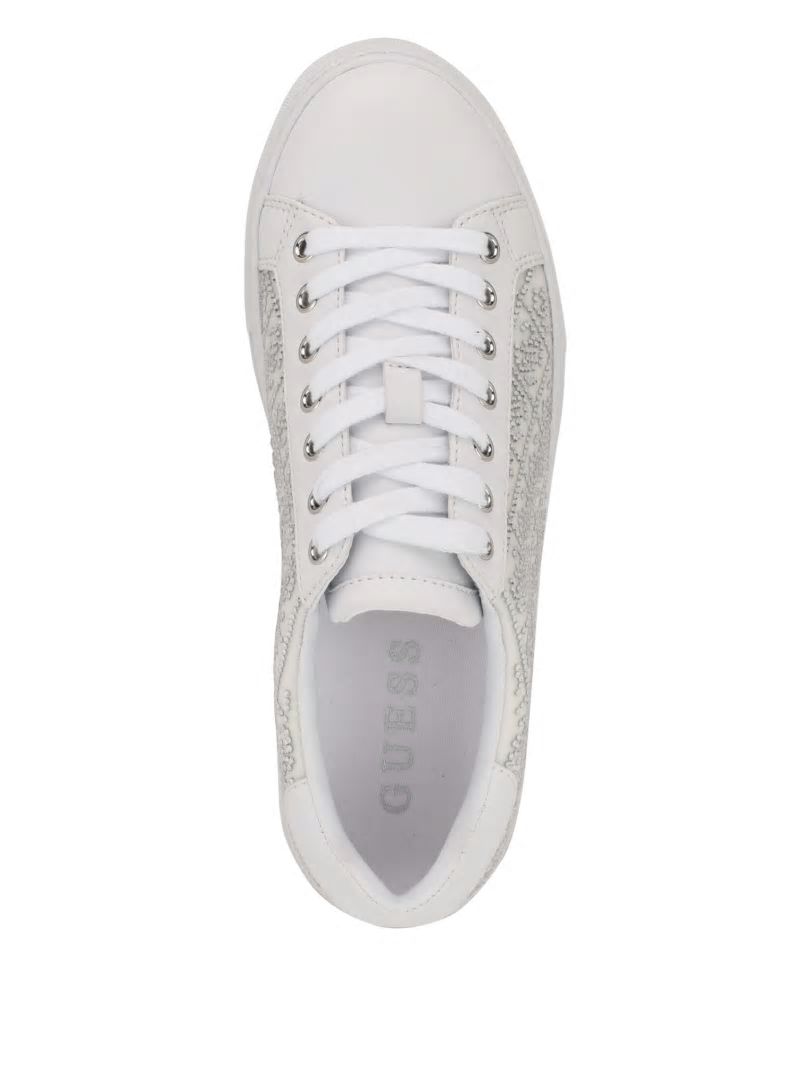 Guess Gelsen Rhinestone Logo Low-Top Sneakers - Silver 040