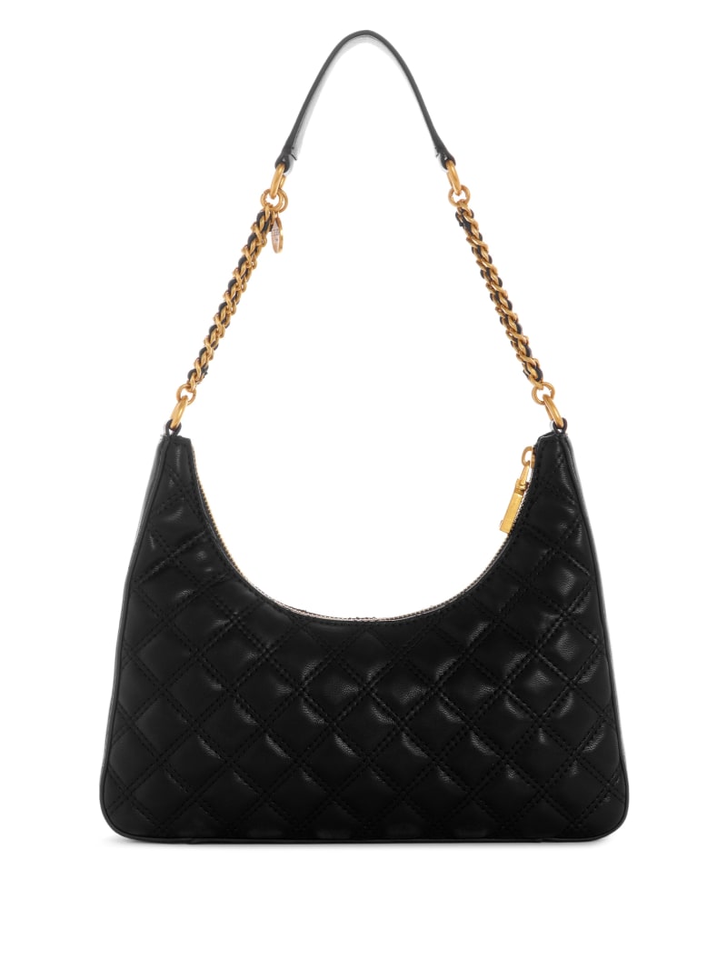 Guess Giully Top-Zip Shoulder Bag - Black Floral Print