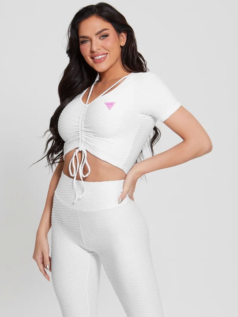 Guess Eco Delma Active Crop Top - Pure White