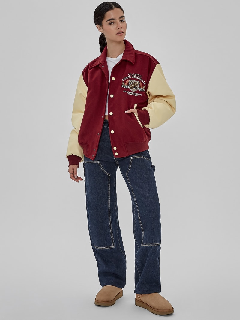 Guess GUESS Originals Authentic Letterman Jacket - Dark Jam Red