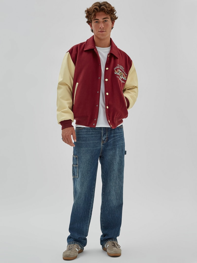 Guess GUESS Originals Authentic Letterman Jacket - Dark Jam Red