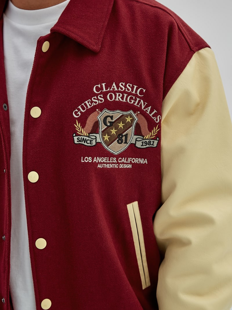 Guess GUESS Originals Authentic Letterman Jacket - Dark Jam Red