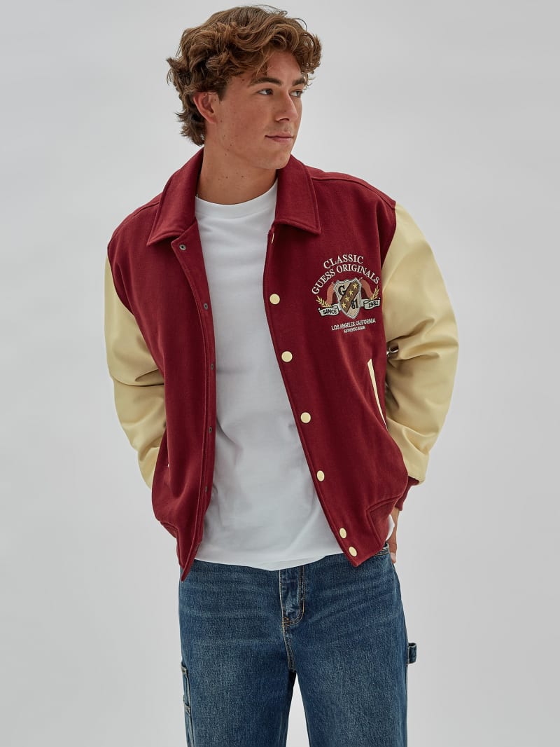 Guess GUESS Originals Authentic Letterman Jacket - Dark Jam Red