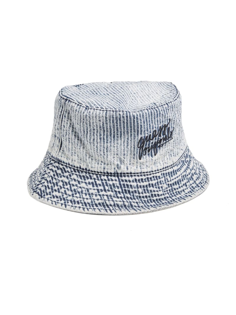 Guess GUESS Originals Hickory Striped Bucket Hat - Indigo Yarn Dye