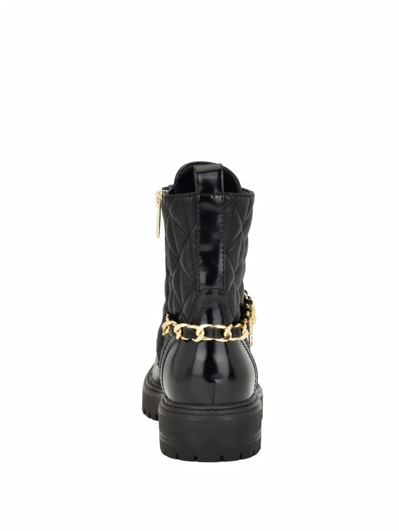 Guess Jellard Quilted Chain Moto Boots - Black 001