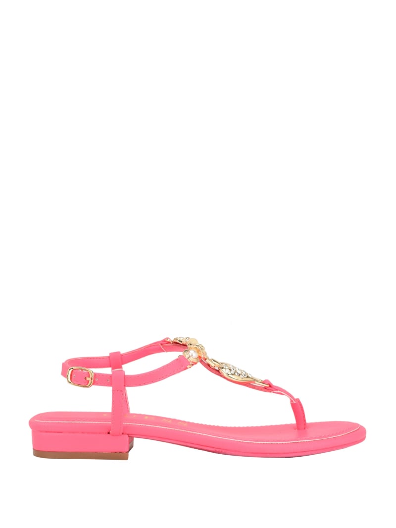 Guess Jiarella T-Strap Signature Sandal - Medium Pink