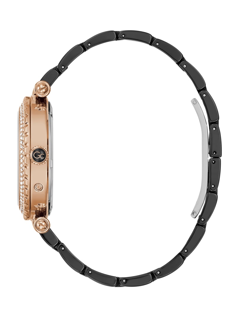 Guess Black Mother-of-Pearl and Ceramic Analog Watch - Rose Gold