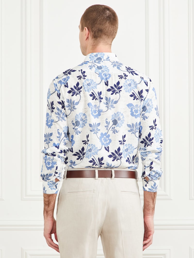 Guess Eco Benny Paul Shirt - Blue Macro Flower Print