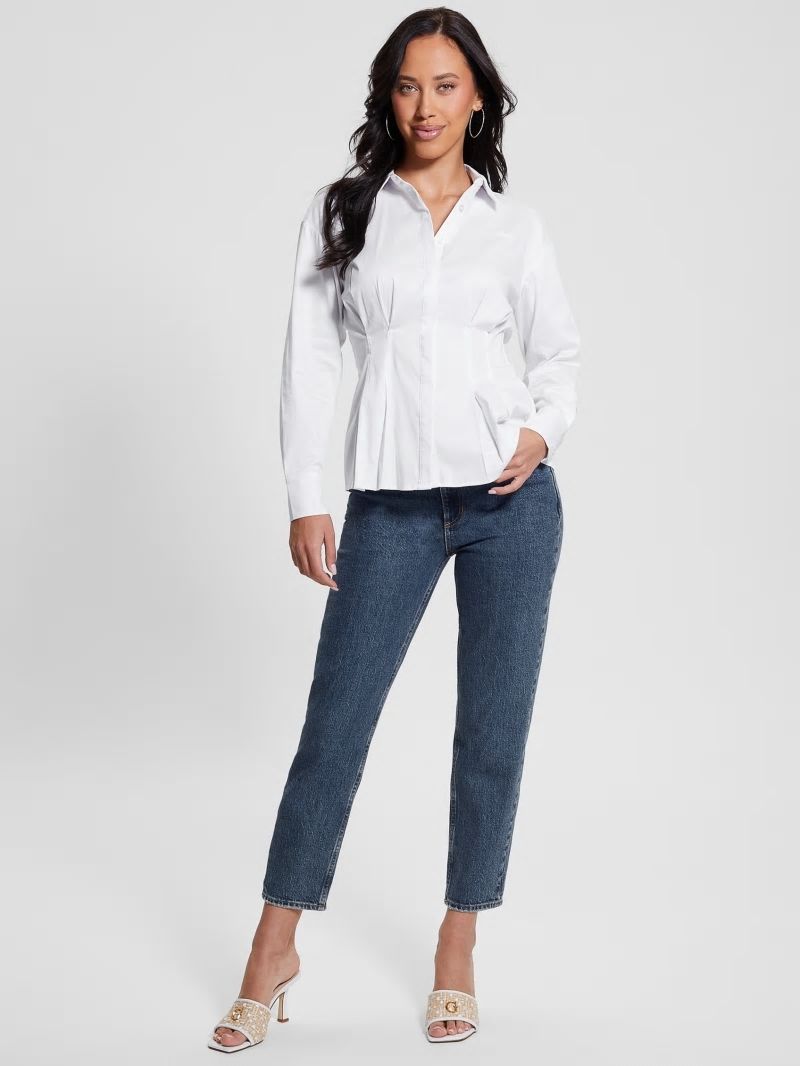 Guess Agata Corset Long-Sleeve Shirt - Pure White