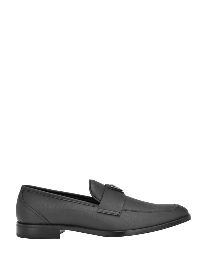 Guess Hemmer Triangle Logo Loafers - Black Leather
