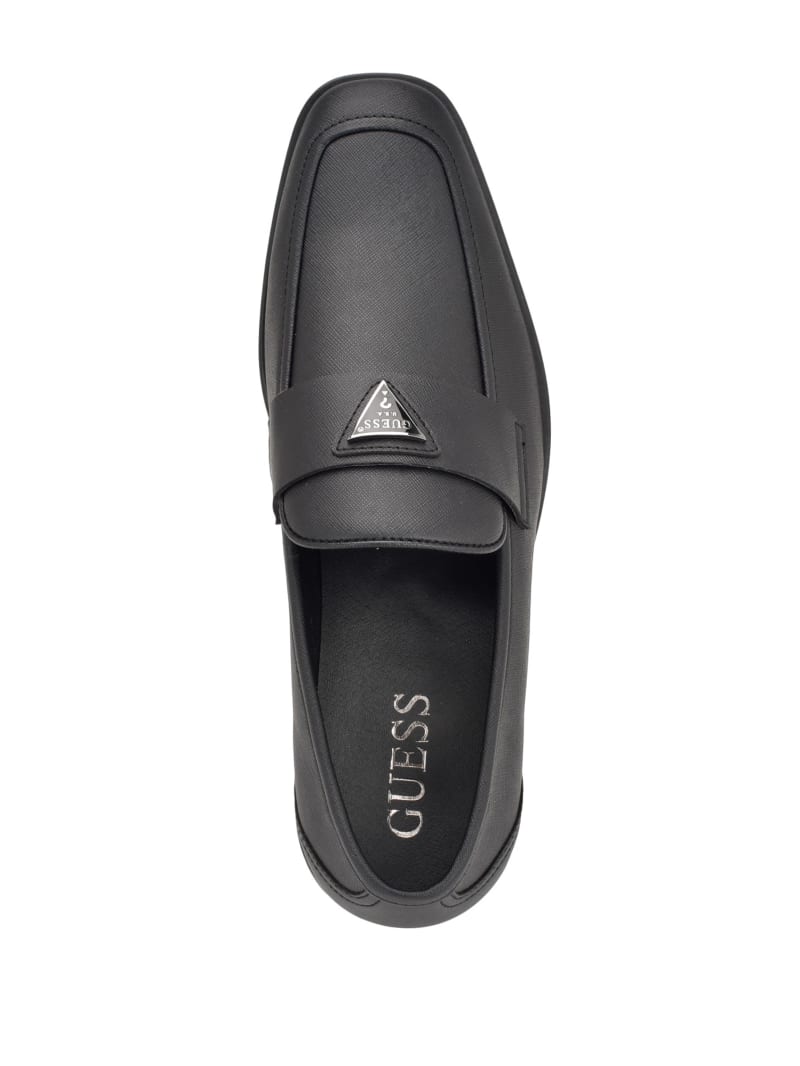Guess Hemmer Triangle Logo Loafers - Black Leather