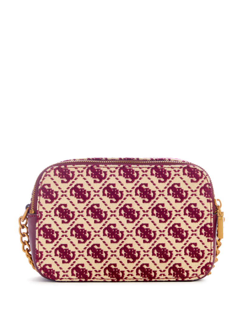 Guess Izzy Jacquard Logo Camera Bag - Burgundy