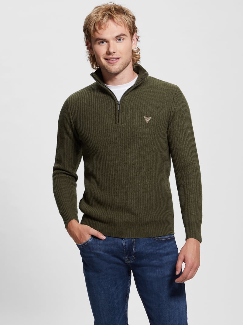 Guess Aric Ribbed Camioner Sweater - Dusty Sage
