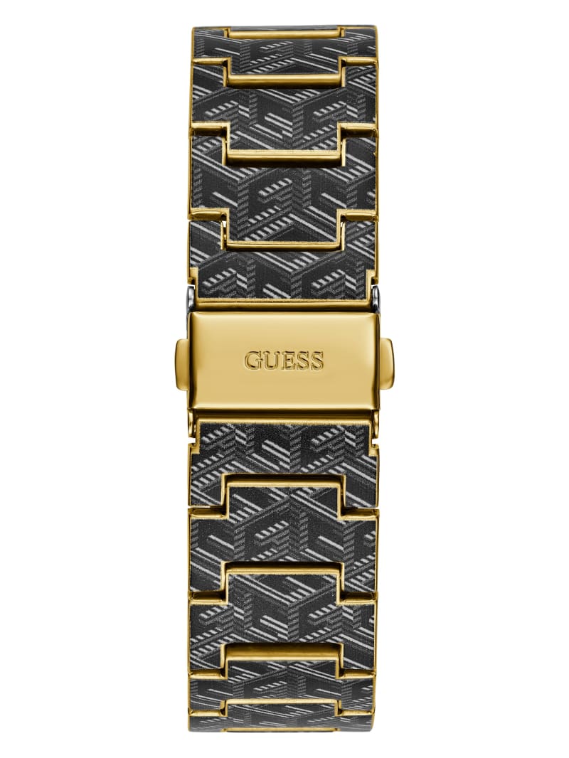 Guess G-Cube Print Gold-Tone Analog Watch - Gold
