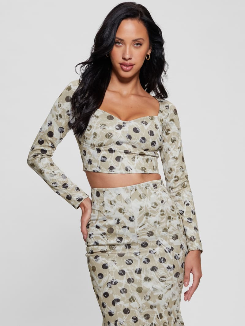 Guess Amy Crop Top - Sandy Polka Dots