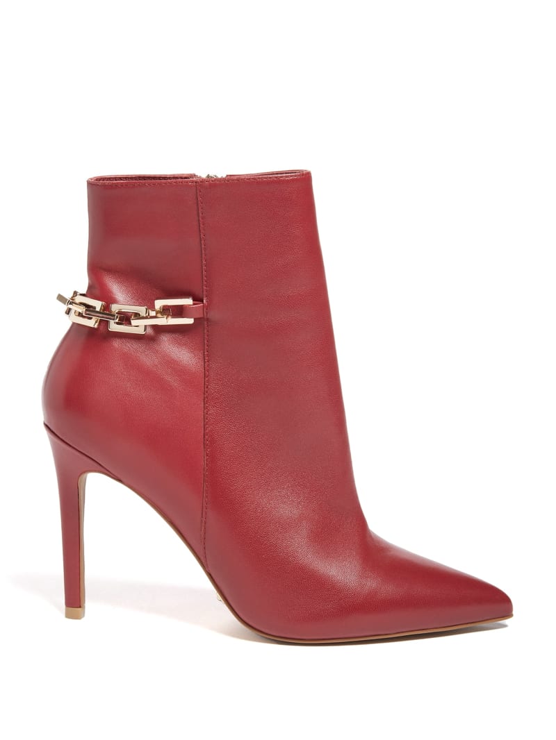 Guess Bale Leather Bootie - Medium Red