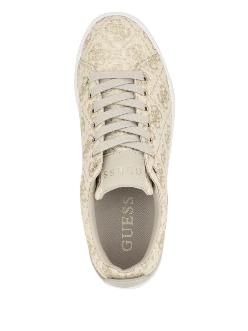 Guess Giaa Logo Print Low-Top Sneakers - Gold