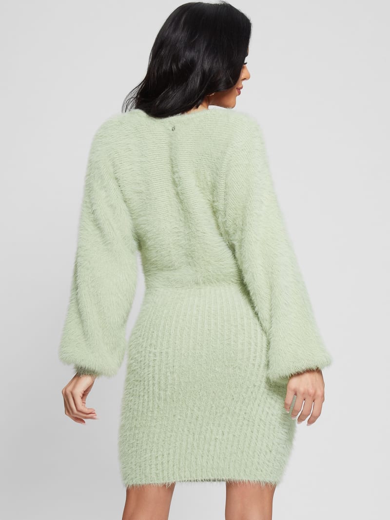 Guess Adeline Fuzzy Sweater Dress - Light Matcha