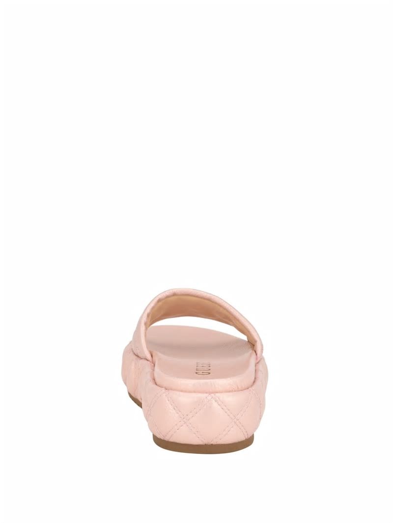 Guess Longo Quilted Flatform Slides - Light Pink 680