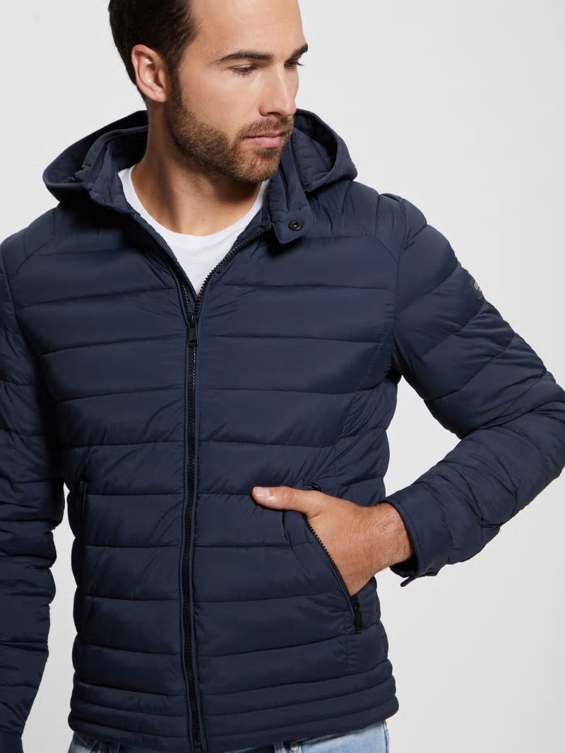Guess Eco Tech-Stretch Hooded Jacket - Bleu éLéGant