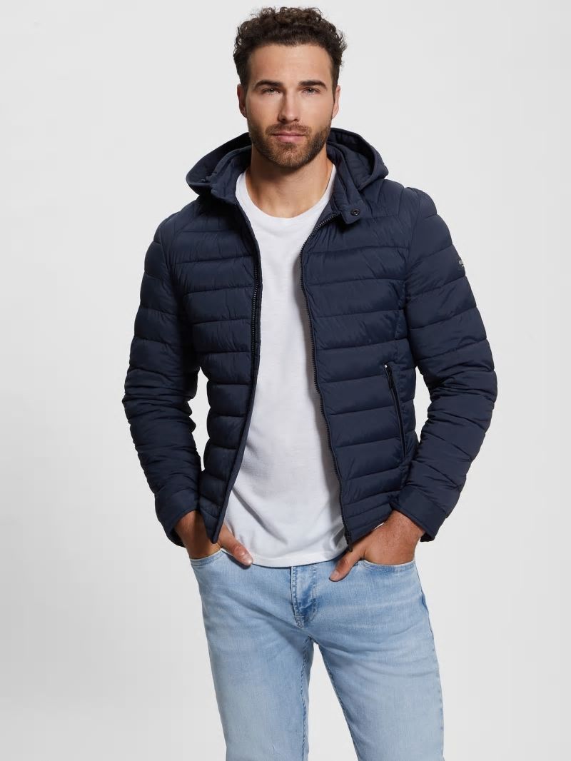 Guess Eco Tech-Stretch Hooded Jacket - Bleu éLéGant